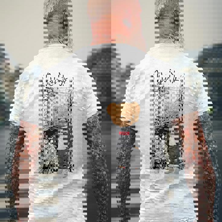 Cool New York City Teddy Bear Illustration Graphic s メンズTシャツ バックプリント 高齢者への贈り物