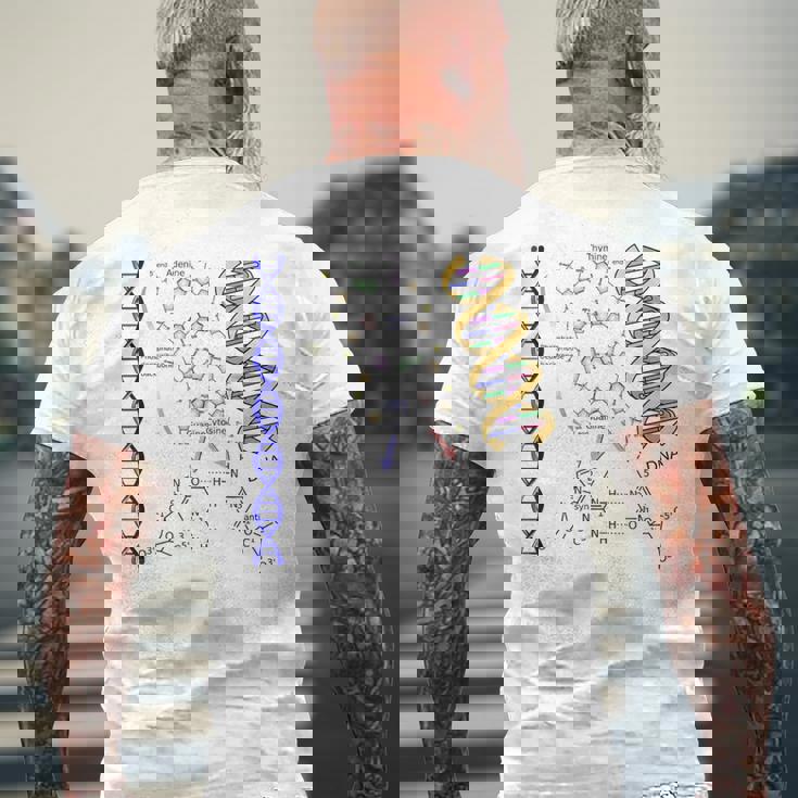 Dna ダブルヘリックス 化学式 分子 サイエンスアート メンズTシャツ バックプリント 高齢者への贈り物