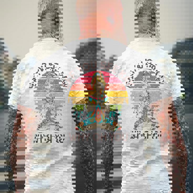 Eff Youee Kay Why Oh You レトロ サンセット タトゥーガール ヨガ メンズTシャツ バックプリント 高齢者への贈り物