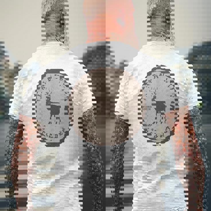 Flambeau Rivertate Forest Wisconsin Wi アウトドア 鹿 メンズTシャツ バックプリント 高齢者への贈り物