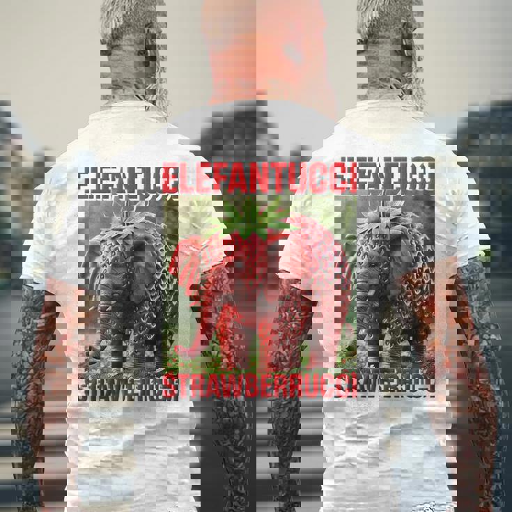 Brainrot Animal Gen Alpha Meme ストロベリーエレファント メンズTシャツ バックプリント 高齢者への贈り物
