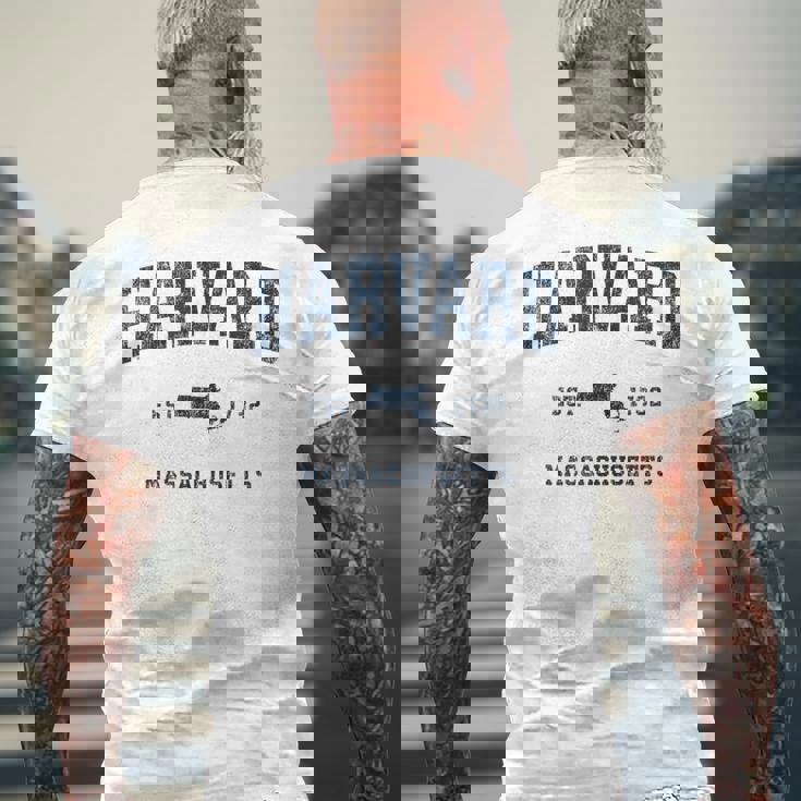 Harvard マサチューセッツ州 ヴィンテージ スポーツ デザイン ネイビー プリント メンズTシャツ バックプリント 高齢者への贈り物