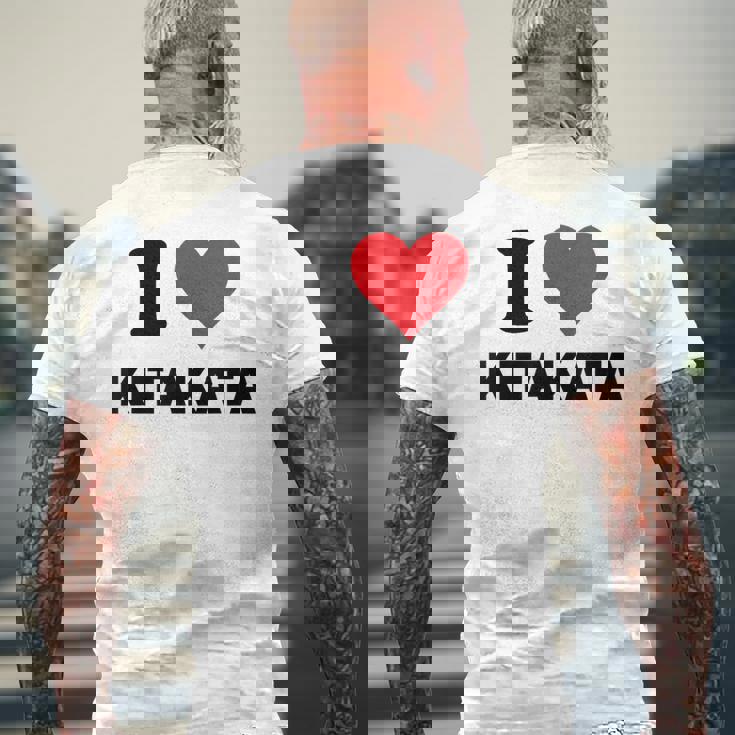 I Heart 喜多方 Japan Love 日本のお土産品 メンズTシャツ バックプリント 高齢者への贈り物