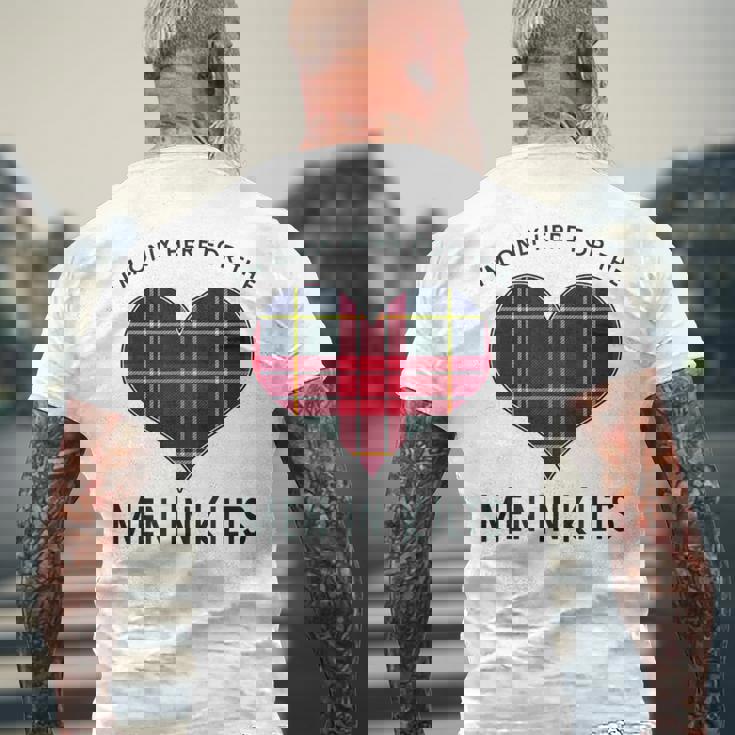 I'm Only Here For The In Kilts タータンチェック ハート メンズTシャツ バックプリント 高齢者への贈り物