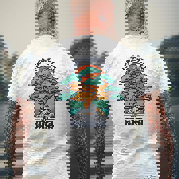 Life Is Better With Bonsai 屋内 盆栽 盆栽ポット 盆栽 メンズTシャツ バックプリント 高齢者への贈り物