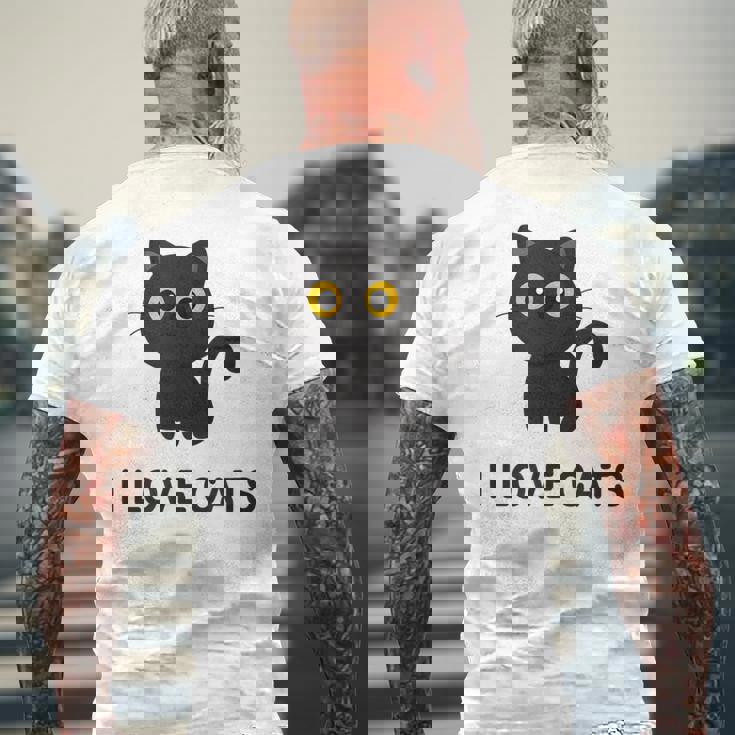 I Love Cats シャツ キュート 黒猫好き キッズ 子猫 メンズTシャツ バックプリント 高齢者への贈り物