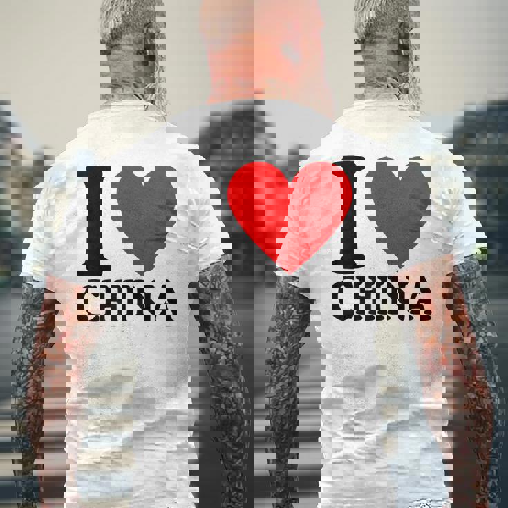 I Love China I Heart China メンズTシャツ バックプリント 高齢者への贈り物