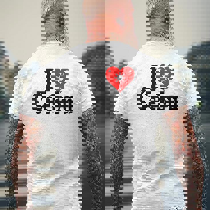 I Love Heart Cebu フィリピン諸島 メンズTシャツ バックプリント 高齢者への贈り物