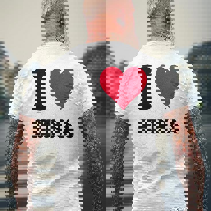 I Love Hina メンズTシャツ バックプリント 高齢者への贈り物