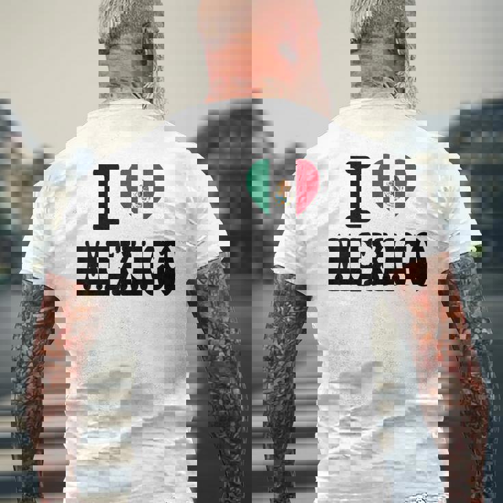 I Love Mexico ハートフラッグ レトロ 旅行 お土産 メンズTシャツ バックプリント 高齢者への贈り物