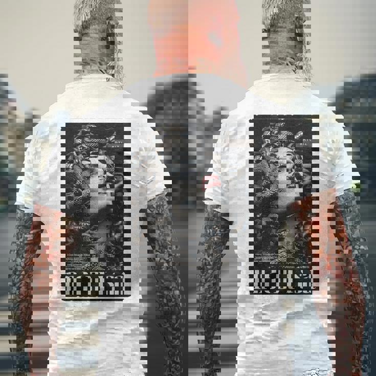 Medusa Backprint 女神の蛇 ギリシャ神話 バックプリント メデューサ 長袖tシャツ メンズTシャツ バックプリント 高齢者への贈り物