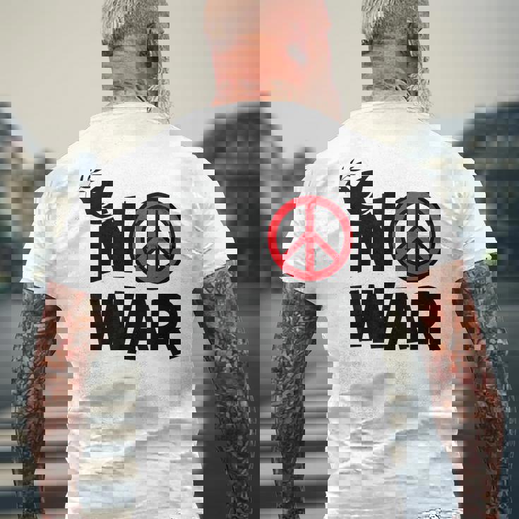 No War 反戦 平和の鳩 メンズTシャツ バックプリント 高齢者への贈り物