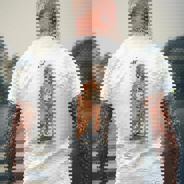 Punch – かわいい赤ちゃん猿とオランウータンのぬいぐるみ 水彩 長袖tシャツ メンズTシャツ バックプリント 高齢者への贈り物