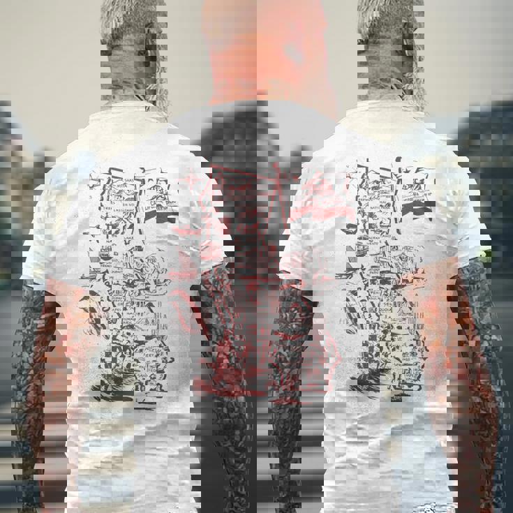 Trendy California Republic Landmarks Map Outlineintage メンズTシャツ バックプリント 高齢者への贈り物