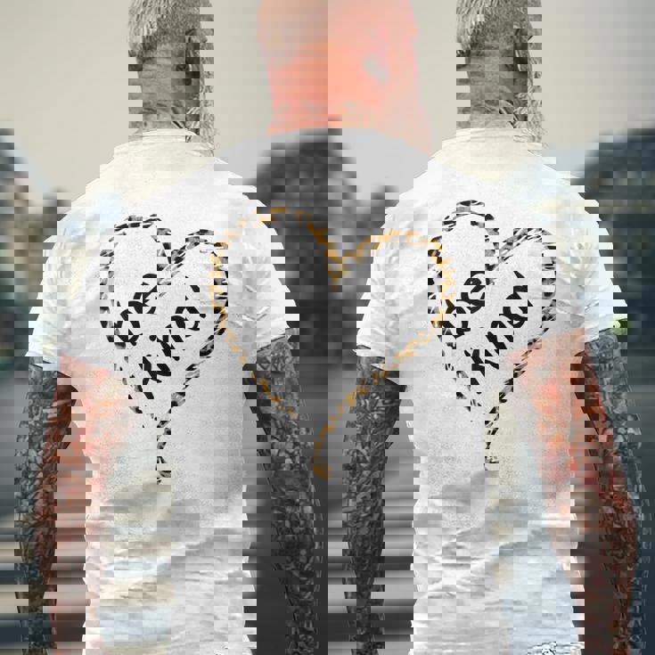 Unity Day Orange Leopard Heart Be Kind Men's Back Print T-Shirt Gifts for Old Men Unity Day Orange Leopard Heart Be Kind Men's Back Print T-Shirt Gifts for Old Men