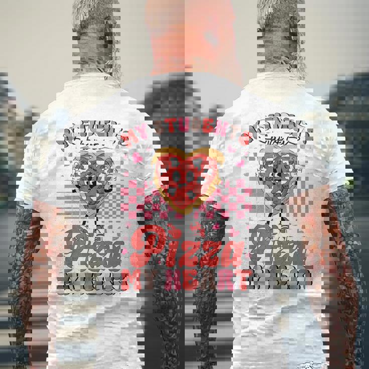 Valentine My Students Have A Pizza Of My Heart Teacher Men's Back Print T-Shirt Gifts for Old Men