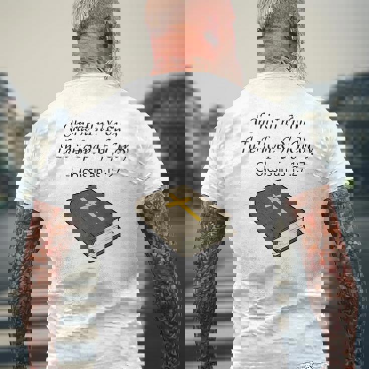 あなたの中のキリスト 聖書箇条 キリスト教 イエス・キリスト メンズTシャツ バックプリント 高齢者への贈り物