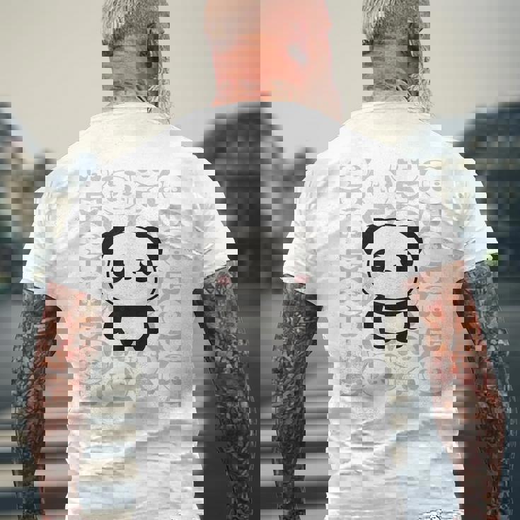 やさしく目立つパンダ ほっこり癒しのパンダイラスト メンズTシャツ バックプリント 高齢者への贈り物