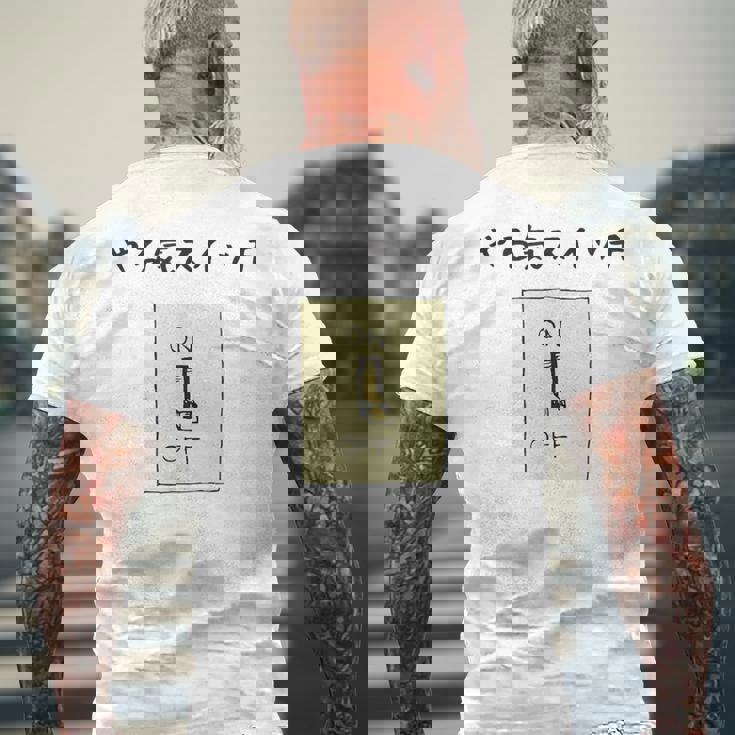 やる気スイッチ Off やる気スイッチ故障中 スイッチ おもしろ 前プリント メンズTシャツ バックプリント 高齢者への贈り物