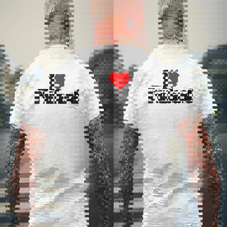 アイラブハートフィンランド メンズTシャツ バックプリント 高齢者への贈り物