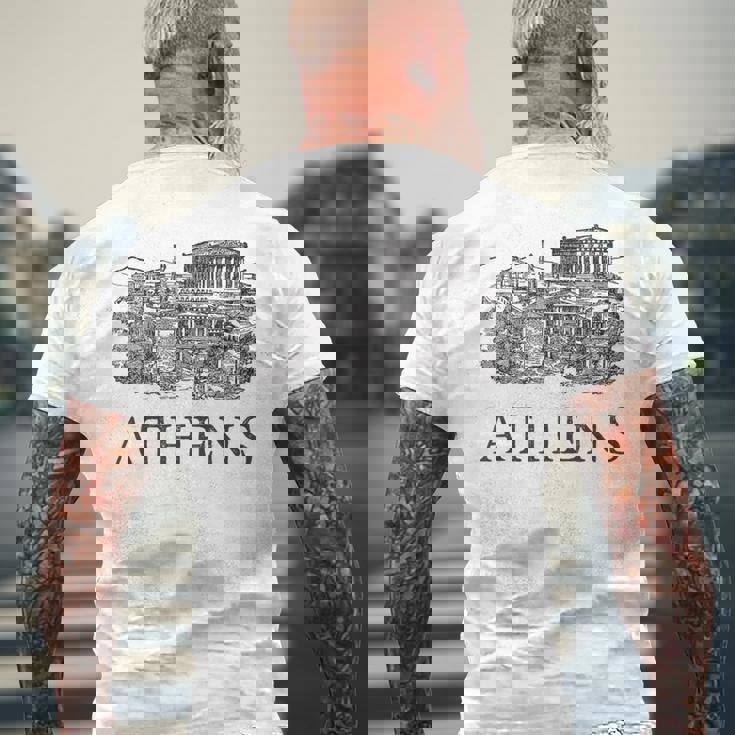 アテネギリシャ-ギリシャのお土産-アテネ メンズTシャツ バックプリント 高齢者への贈り物