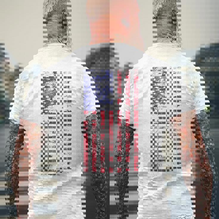 アメリカ国旗 メンズ レディース キッズ アメリカ国旗 愛国的なグランジ メンズTシャツ バックプリント 高齢者への贈り物