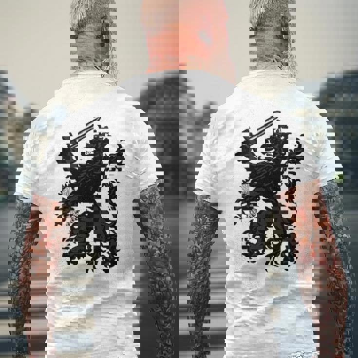 オランダ国旗 オランダプライド オランダルーツ ライオンコート メンズTシャツ バックプリント 高齢者への贈り物