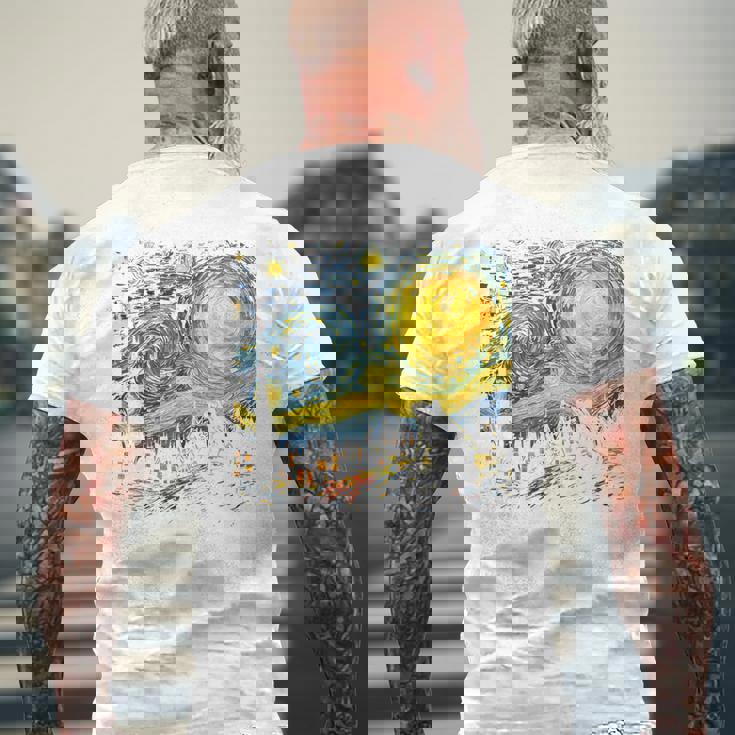 カエル 星月夜 面白い カエル ゴッホ 美的アート ミーム メンズTシャツ バックプリント 高齢者への贈り物