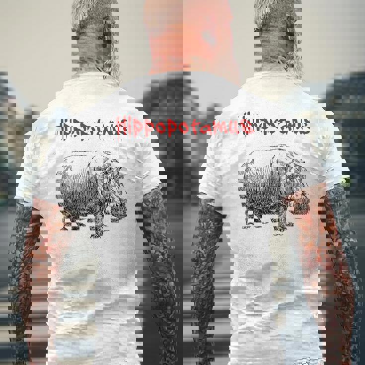 カバ ヴィンテージ シンプル ミニマリスト カバ グラフィック メンズTシャツ バックプリント 高齢者への贈り物