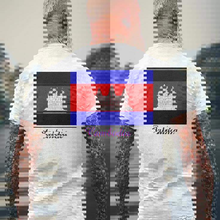 カンボジア カンボジア国旗 お土産 メンズTシャツ バックプリント 高齢者への贈り物