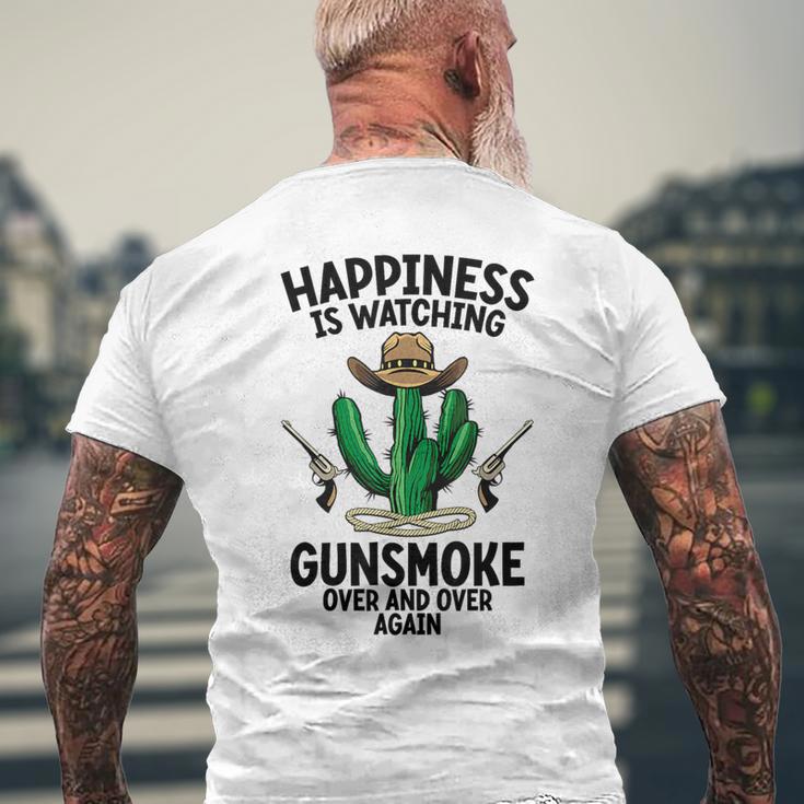 ガンスモークを何度も見るロングブランチサルーン メンズTシャツ バックプリント 高齢者への贈り物