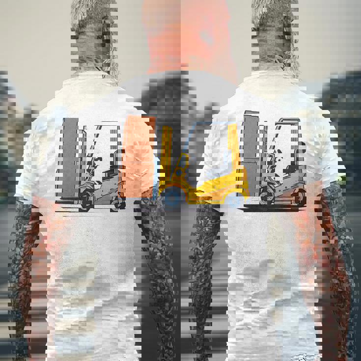 キッズ フォークリフト車両工事現場掘削機建設作業員 男の子 メンズTシャツ バックプリント 高齢者への贈り物