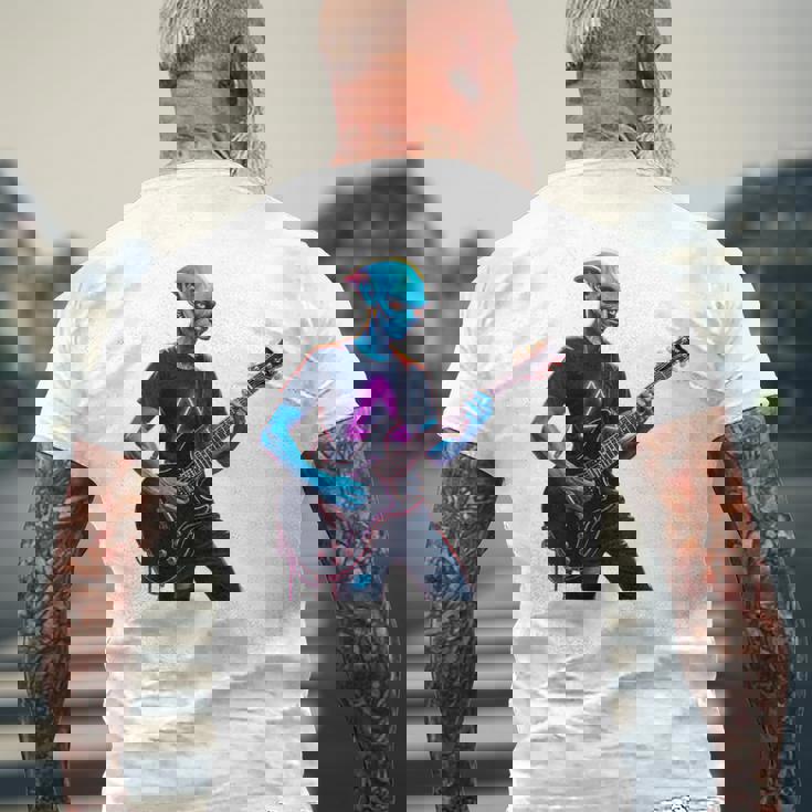 バックプリント ギタリスト エイリアン グラフィック ギター エイリアン ギタリスト メンズTシャツ バックプリント 高齢者への贈り物