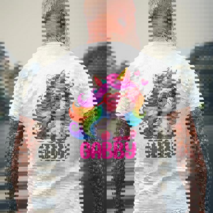 ギャビーユニコーン 名前入りデザイン メンズTシャツ バックプリント 高齢者への贈り物