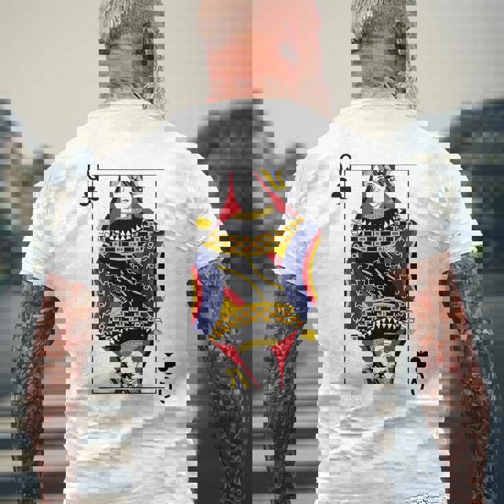 クイーンクラブ ポーカーカード トランプ ブラックジャックカード 長袖tシャツ メンズTシャツ バックプリント 高齢者への贈り物