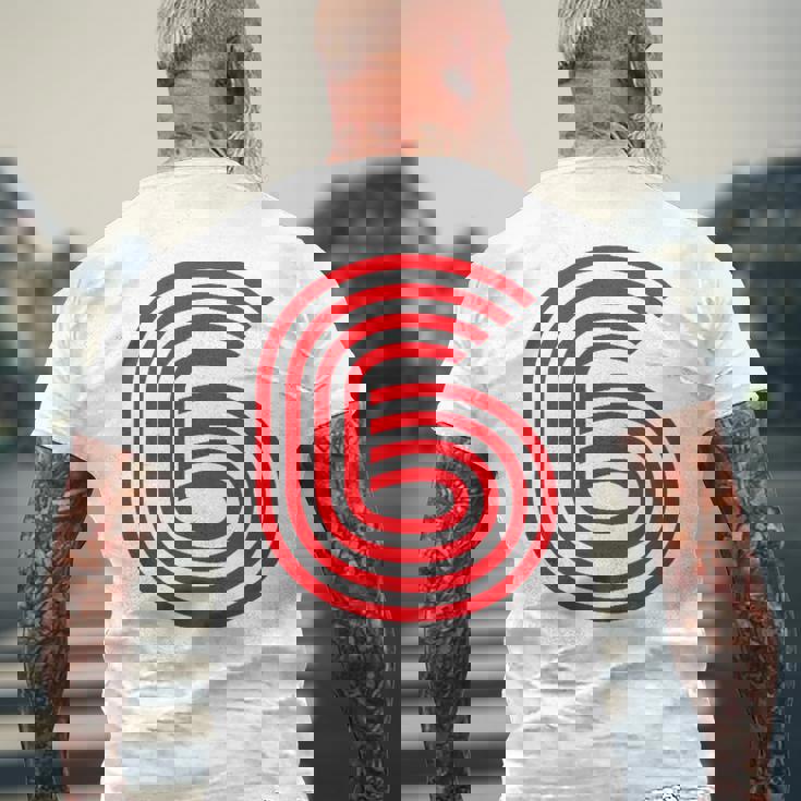 クールなレトロなレタリングジャージ、背番号6 6Eis メンズTシャツ バックプリント 高齢者への贈り物