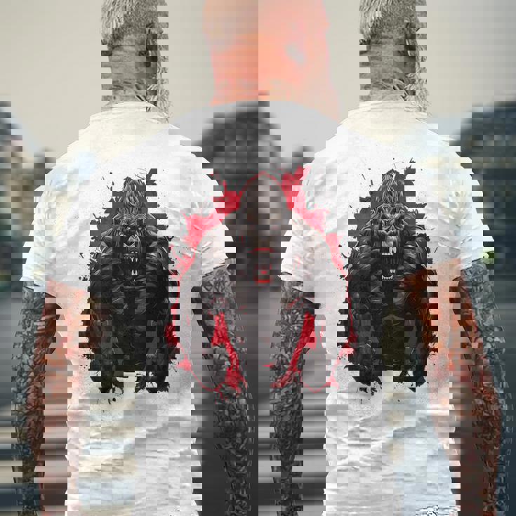 ゴリラ・ボディビル・ワークアウト バックプリント・ジム メンズTシャツ バックプリント 高齢者への贈り物