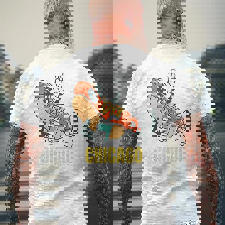 シカゴホットドッグ ストリートフード ホットドッグ マスタード付き メンズTシャツ バックプリント 高齢者への贈り物