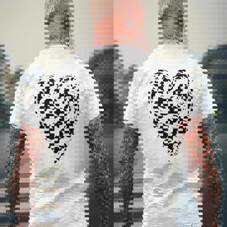 シックなハートプリントの牛柄。 メンズTシャツ バックプリント 高齢者への贈り物