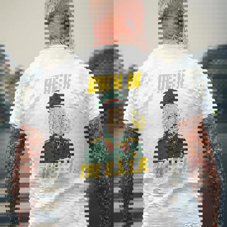 ソビエト連邦のbach In Theoviet作曲家 メンズTシャツ バックプリント 高齢者への贈り物