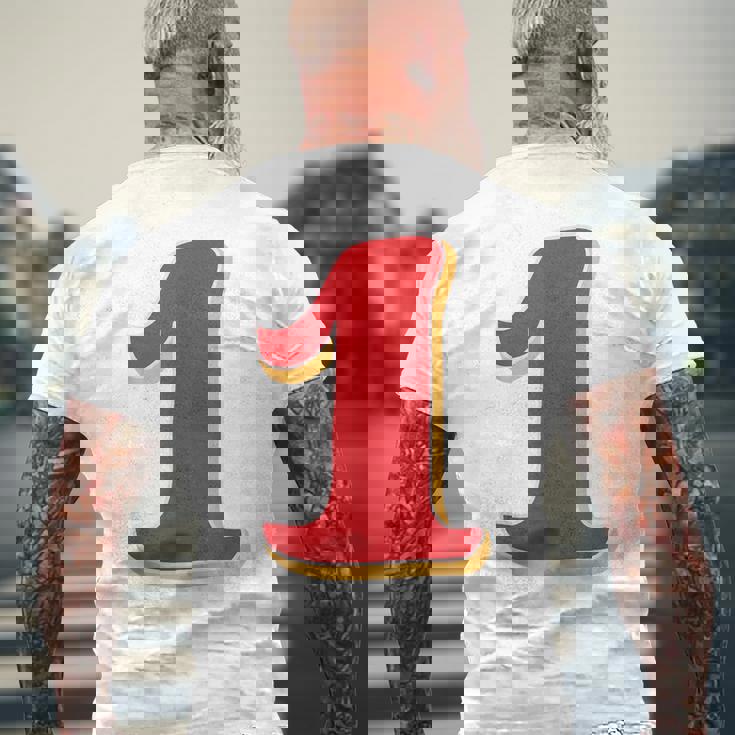 タイポグラフィ 第1番 数字 1 メンズTシャツ バックプリント 高齢者への贈り物