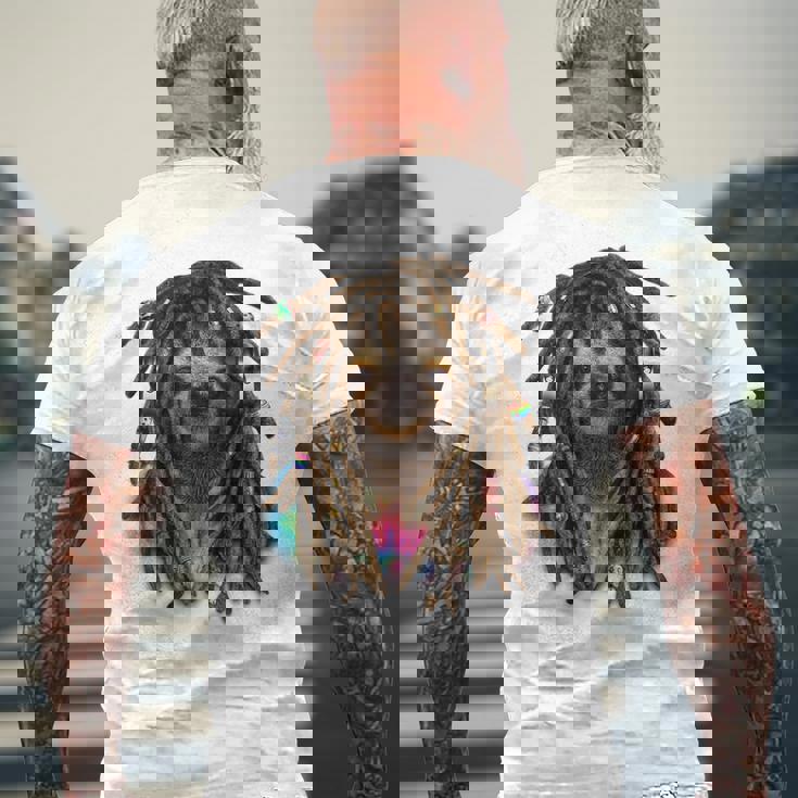 ドレッド ヒップホップ レゲエ 動物 ナマケモノ メンズTシャツ バックプリント 高齢者への贈り物