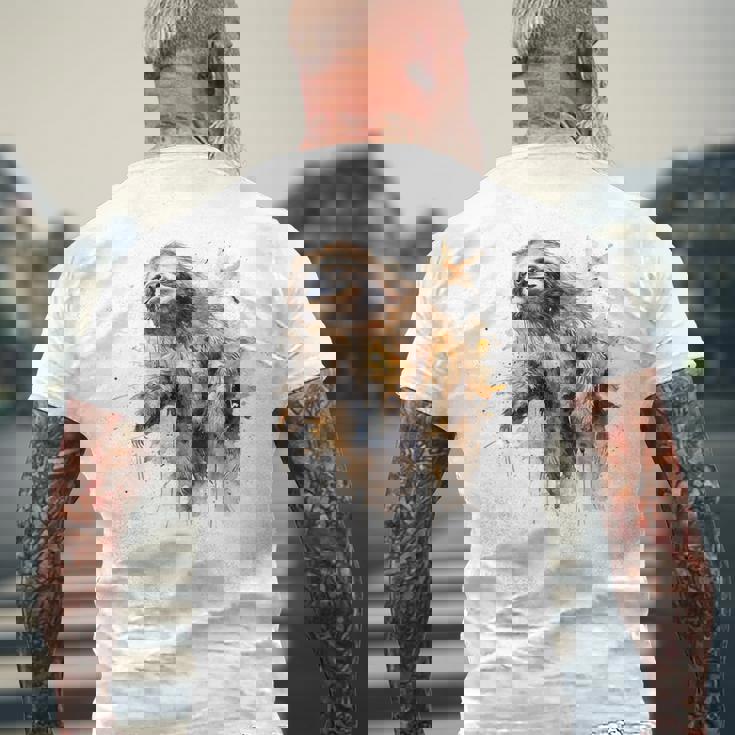 ナマケモノのアートワーク 動物ナマケモノ メンズTシャツ バックプリント 高齢者への贈り物