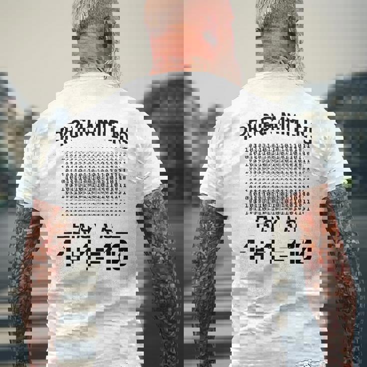 バイナリコーディングプログラミング 1110 バイナリコード メンズTシャツ バックプリント 高齢者への贈り物