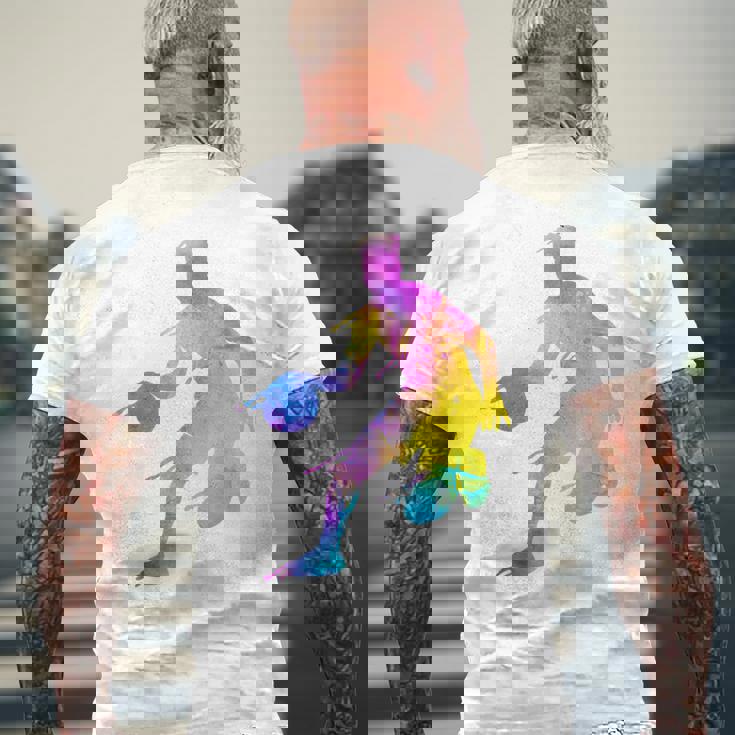 バスケットボール カラフル スプラッター ティーン ガールズ バスケットボール コーチ メンズTシャツ バックプリント 高齢者への贈り物