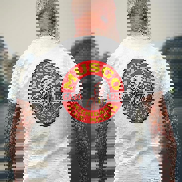 バックプリントのみ レトロ ヴィンテージ ガソリンスタンド ムスゴ ガソリンオイル メンズTシャツ バックプリント 高齢者への贈り物