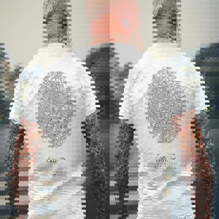 パリ フランス コーディネート 地図 故郷 メンズTシャツ バックプリント 高齢者への贈り物