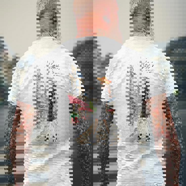 パリジャン エレガンス エッフェル塔 ファッション アート パリ フランス メンズTシャツ バックプリント 高齢者への贈り物