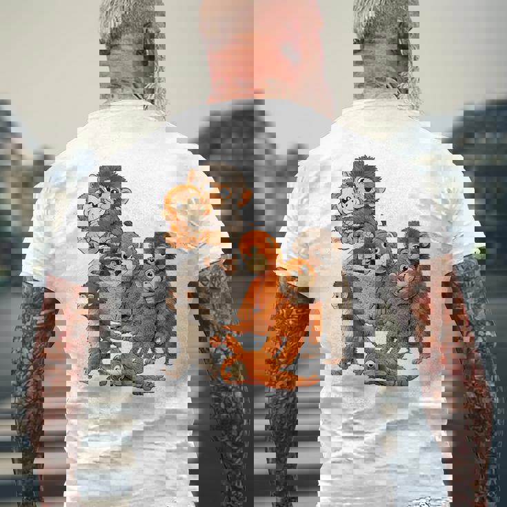 パンチ君 かわいい ポーズ 捨てられた ニホンザル モンキー パンチ メンズTシャツ バックプリント 高齢者への贈り物