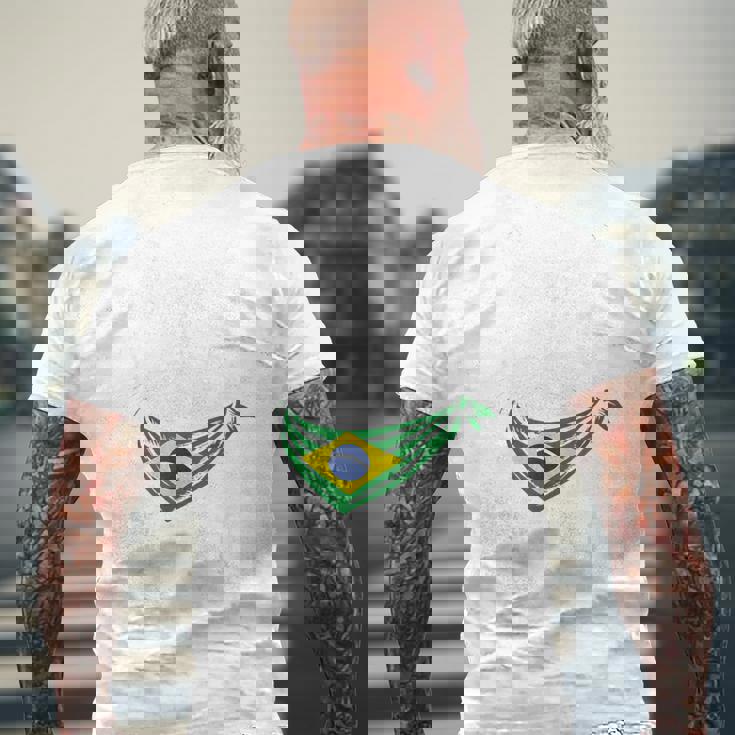 ビンテージ ブラジルの旗 面白い ブラジル 猫 サングラス メンズTシャツ バックプリント 高齢者への贈り物